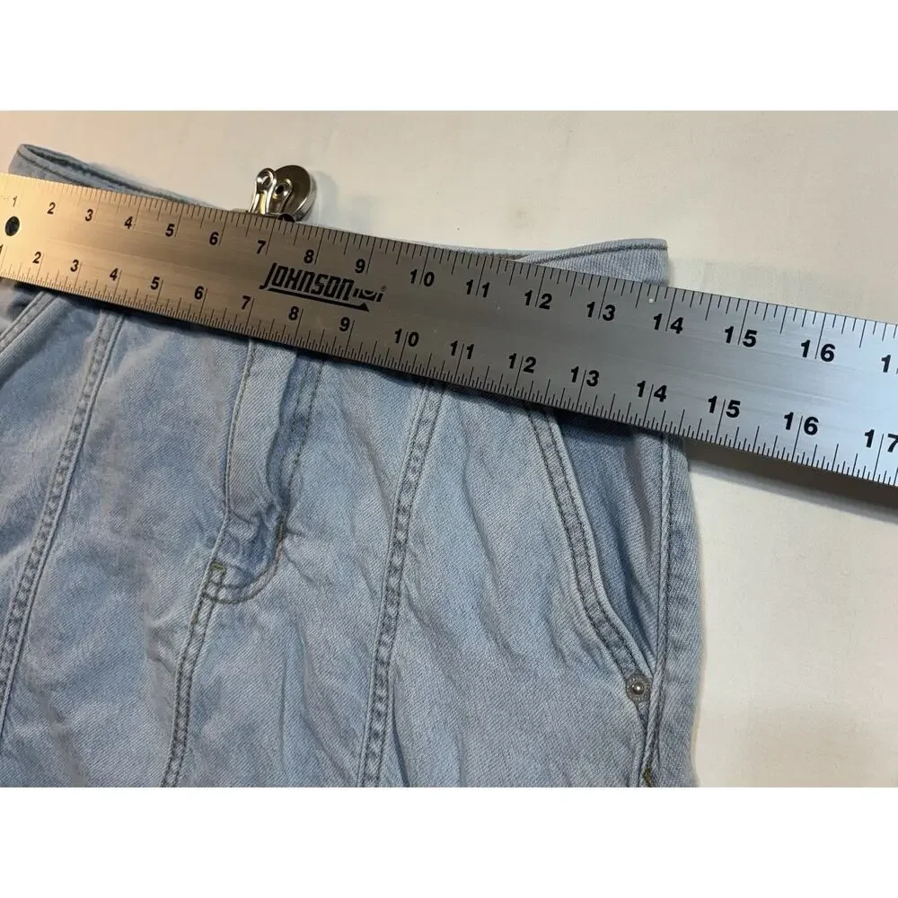 Cat & Jack Girls XL 14 Light Wash Stretch Cargo Denim Skirt Blue Pockets